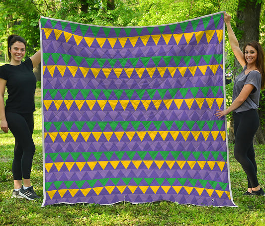 Geometric Mardi Gras Pattern Print Quilt