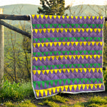 Geometric Mardi Gras Pattern Print Quilt