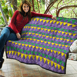 Geometric Mardi Gras Pattern Print Quilt
