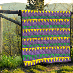 Geometric Mardi Gras Pattern Print Quilt