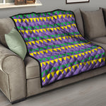 Geometric Mardi Gras Pattern Print Quilt