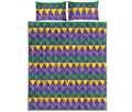 Geometric Mardi Gras Pattern Print Quilt Bed Set