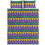 Geometric Mardi Gras Pattern Print Quilt Bed Set