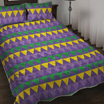 Geometric Mardi Gras Pattern Print Quilt Bed Set