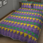 Geometric Mardi Gras Pattern Print Quilt Bed Set