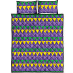 Geometric Mardi Gras Pattern Print Quilt Bed Set