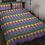 Geometric Mardi Gras Pattern Print Quilt Bed Set