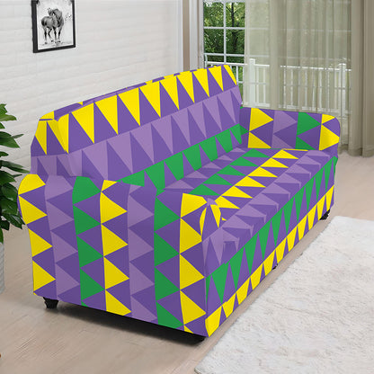 Geometric Mardi Gras Pattern Print Sofa Cover