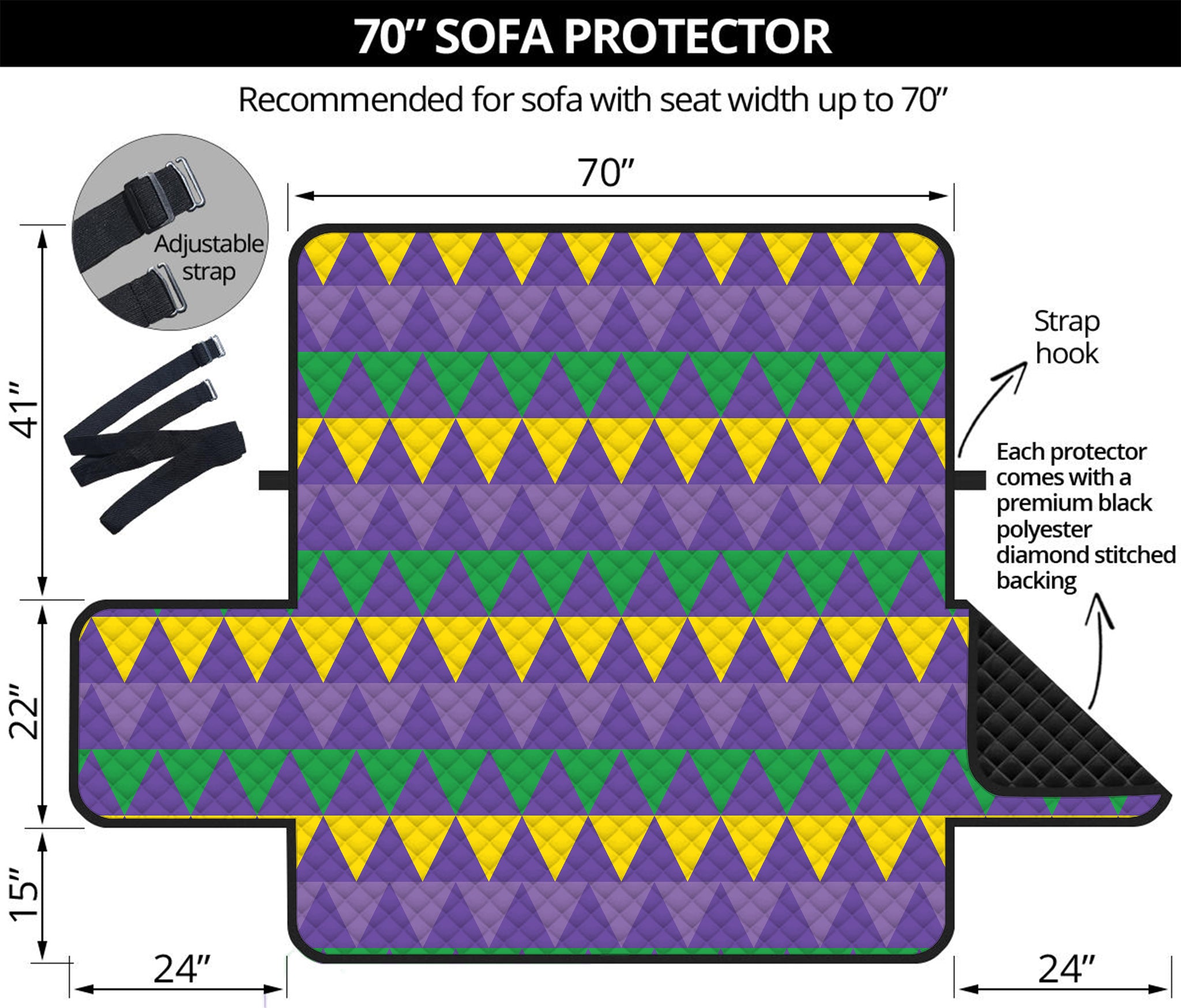 Geometric Mardi Gras Pattern Print Sofa Protector