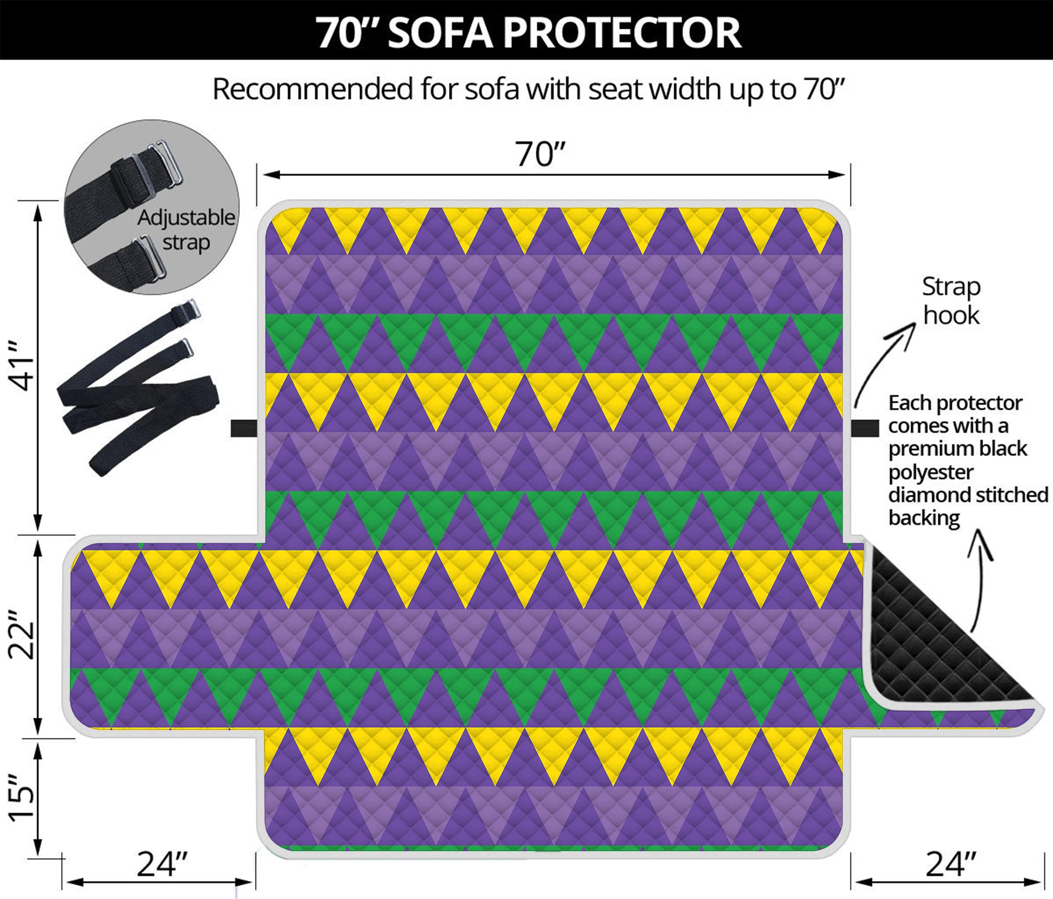 Geometric Mardi Gras Pattern Print Sofa Protector