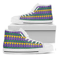Geometric Mardi Gras Pattern Print White High Top Sneakers