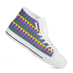 Geometric Mardi Gras Pattern Print White High Top Shoes