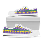 Geometric Mardi Gras Pattern Print White Low Top Shoes