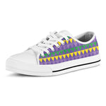 Geometric Mardi Gras Pattern Print White Low Top Shoes