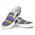 Geometric Mardi Gras Pattern Print White Slip On Sneakers
