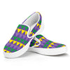 Geometric Mardi Gras Pattern Print White Slip On Shoes