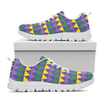 Geometric Mardi Gras Pattern Print White Sneakers