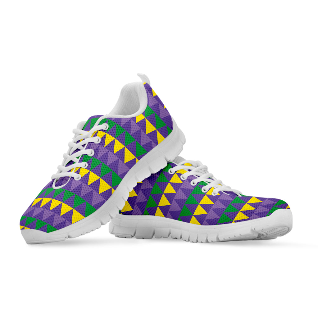 Geometric Mardi Gras Pattern Print White Sneakers
