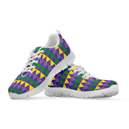 Geometric Mardi Gras Pattern Print White Sneakers