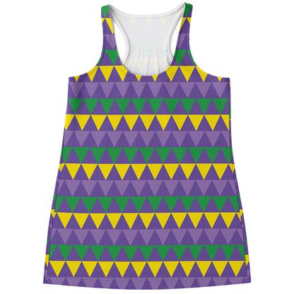 Geometric Mardi Gras Pattern Print Women's Racerback Tank Top