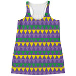Geometric Mardi Gras Pattern Print Women's Racerback Tank Top