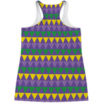 Geometric Mardi Gras Pattern Print Women's Racerback Tank Top