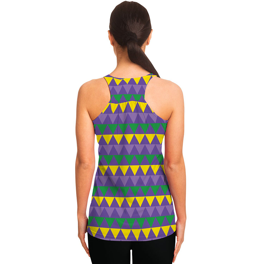 Geometric Mardi Gras Pattern Print Women's Racerback Tank Top