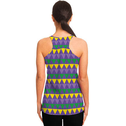 Geometric Mardi Gras Pattern Print Women's Racerback Tank Top