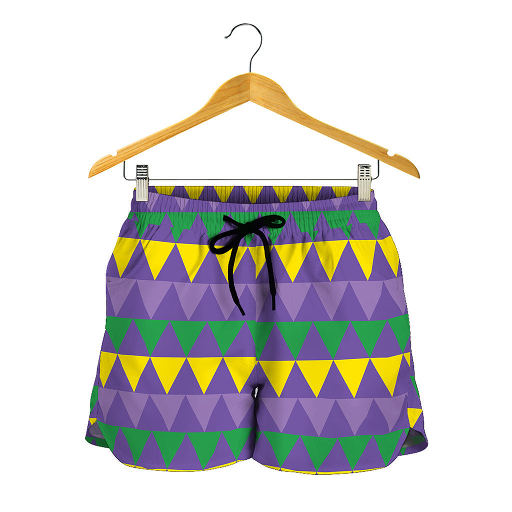 Geometric Mardi Gras Pattern Print Women's Shorts