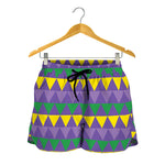 Geometric Mardi Gras Pattern Print Women's Shorts