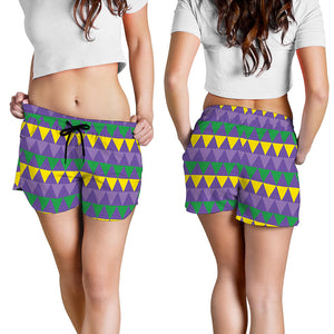 Geometric Mardi Gras Pattern Print Women's Shorts