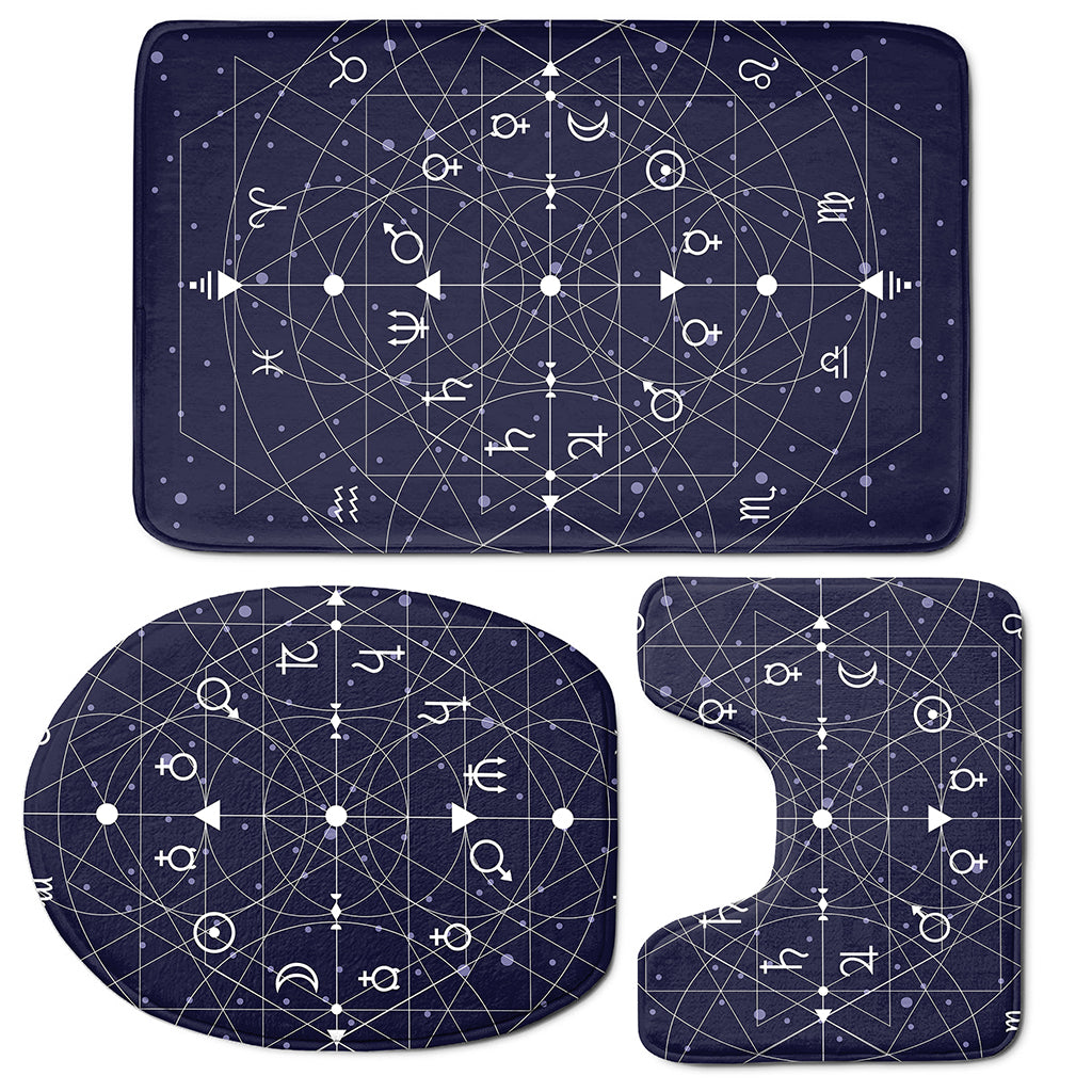 Geometric Moon Phase Print 3 Piece Bath Mat Set