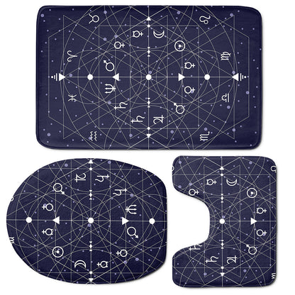 Geometric Moon Phase Print 3 Piece Bath Mat Set