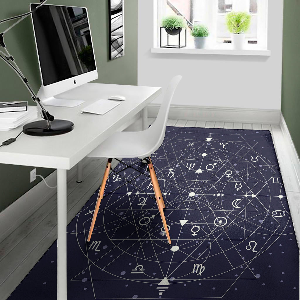 Geometric Moon Phase Print Area Rug