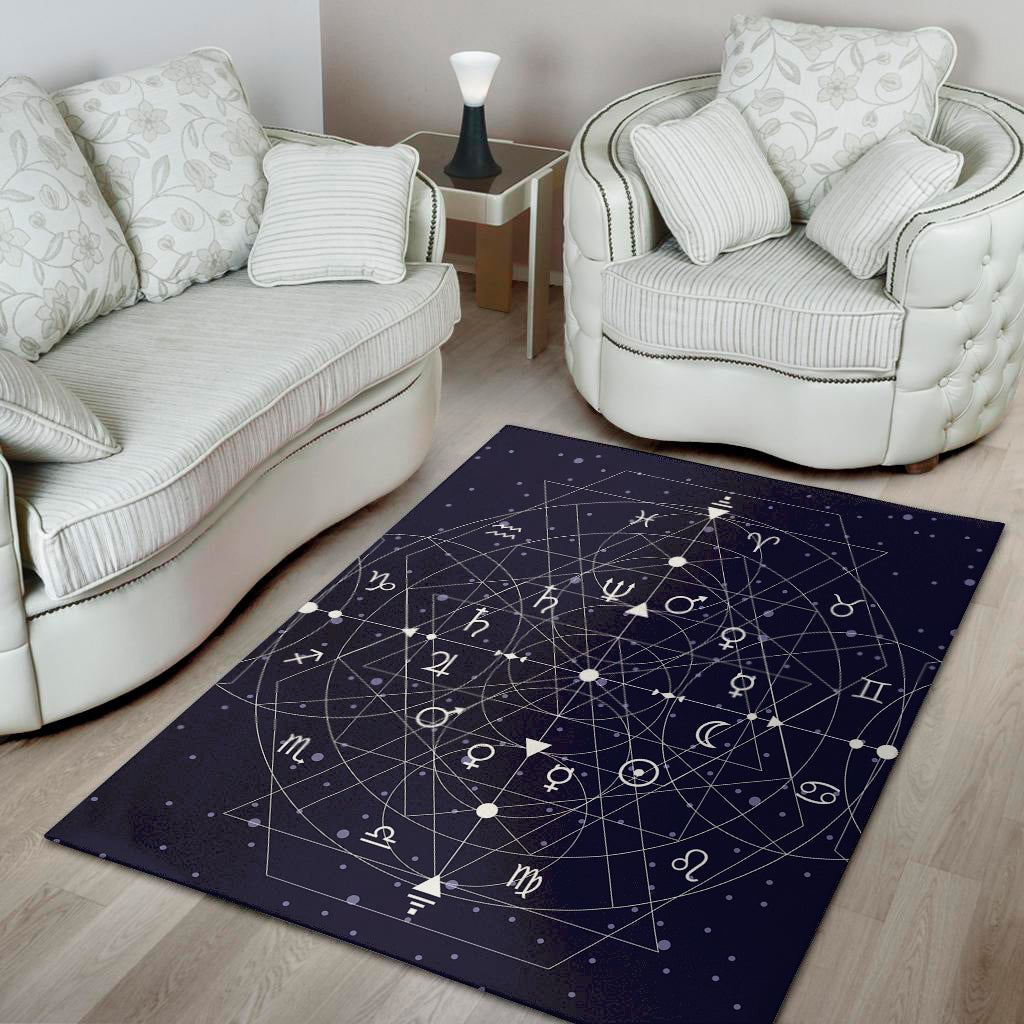 Geometric Moon Phase Print Area Rug