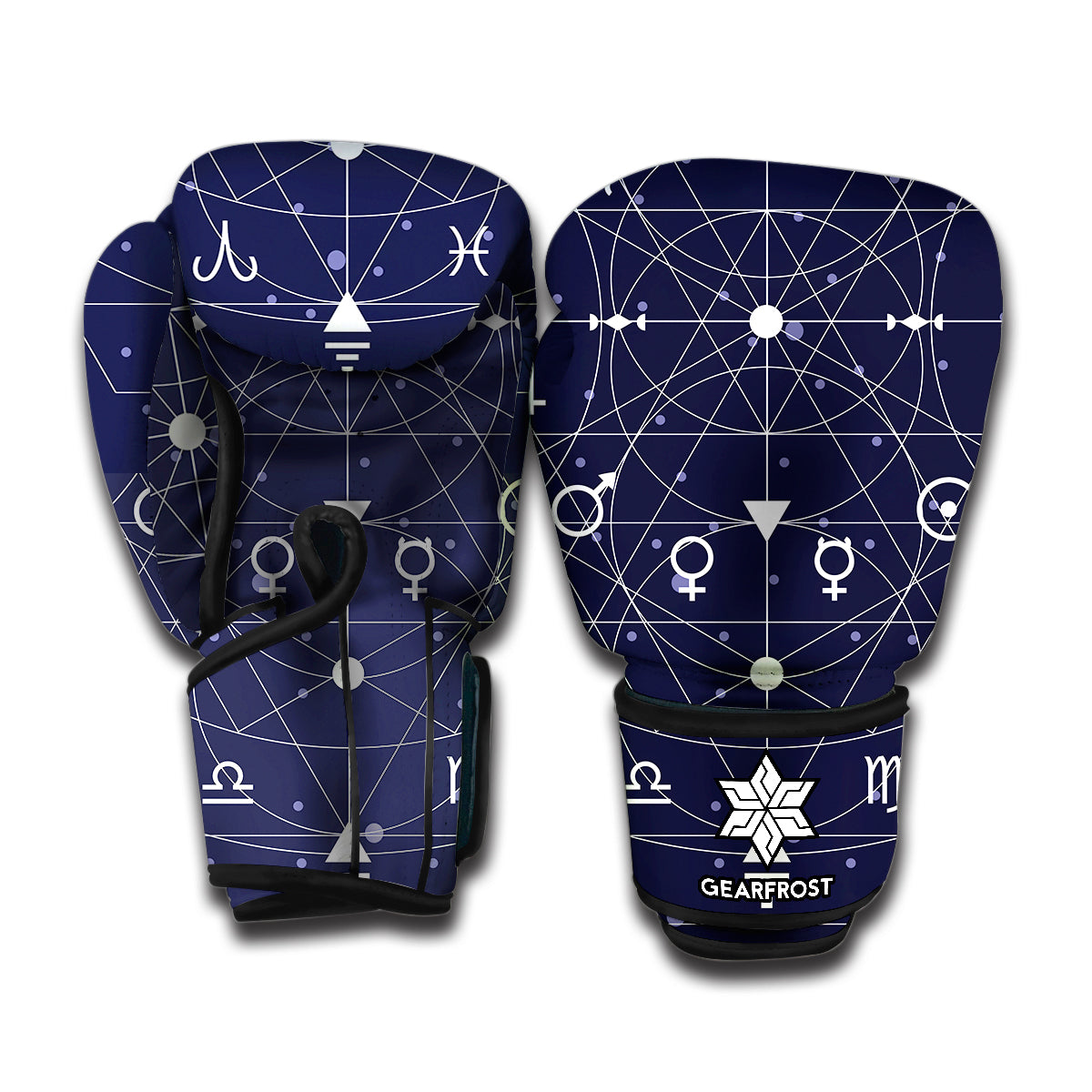Geometric Moon Phase Print Boxing Gloves