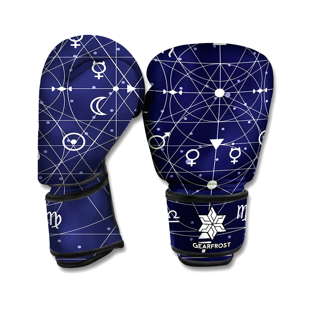 Geometric Moon Phase Print Boxing Gloves