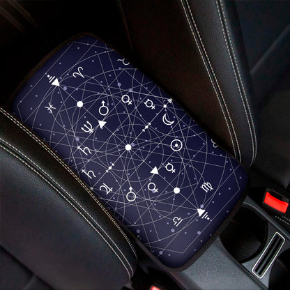 Geometric Moon Phase Print Car Center Console Cover