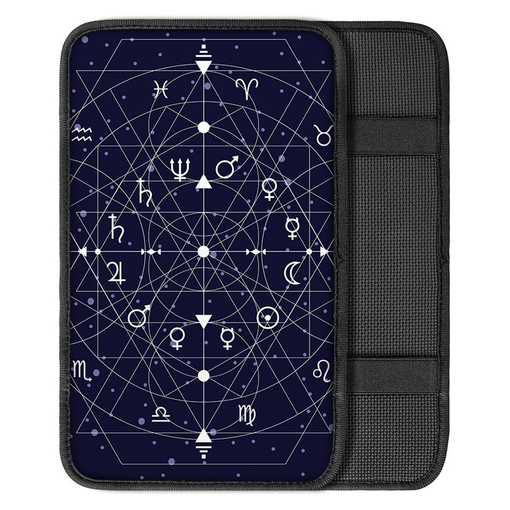 Geometric Moon Phase Print Car Center Console Cover