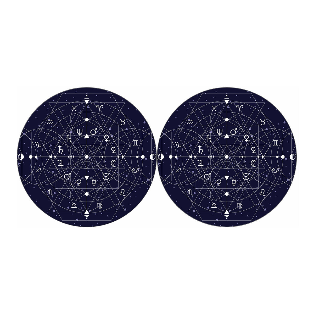 Geometric Moon Phase Print Car Coasters
