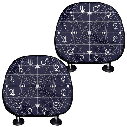 Geometric Moon Phase Print Car Headrest Covers
