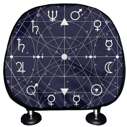 Geometric Moon Phase Print Car Headrest Covers