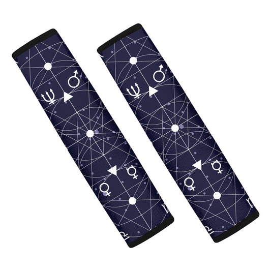 Geometric Moon Phase Print Car Seat Belt Covers