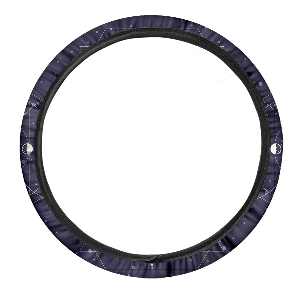 Geometric Moon Phase Print Car Steering Wheel Cover