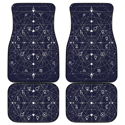 Geometric Moon Phase Print Front and Back Car Floor Mats