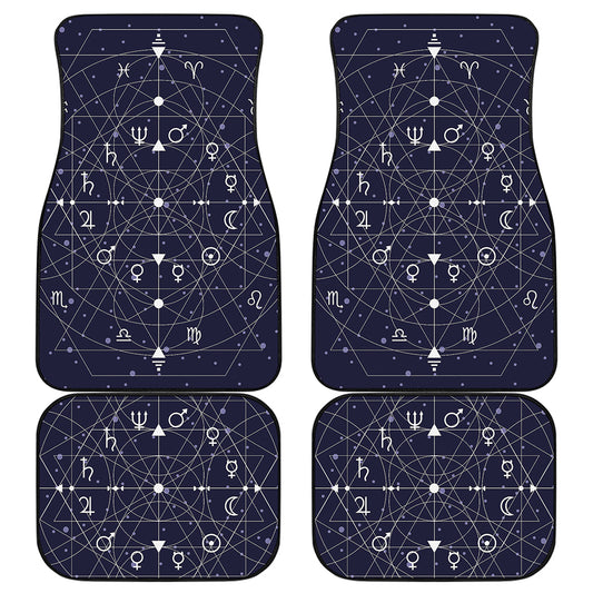 Geometric Moon Phase Print Front and Back Car Floor Mats