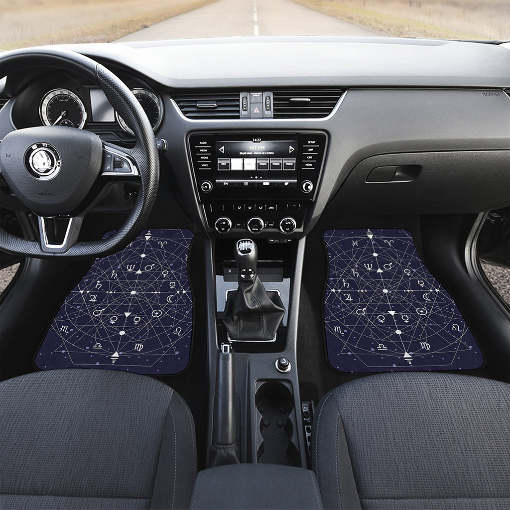 Geometric Moon Phase Print Front and Back Car Floor Mats