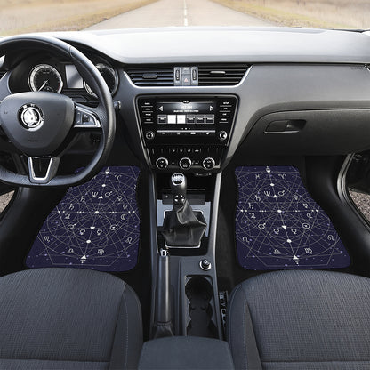 Geometric Moon Phase Print Front and Back Car Floor Mats