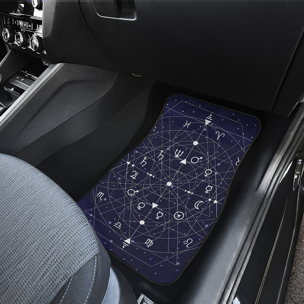 Geometric Moon Phase Print Front and Back Car Floor Mats