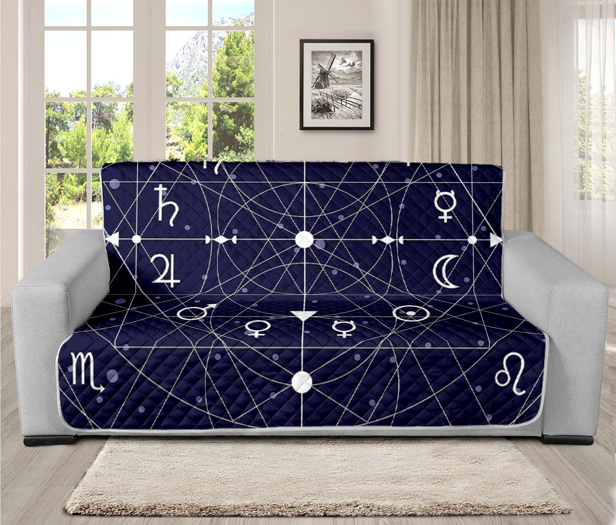 Geometric Moon Phase Print Futon Protector